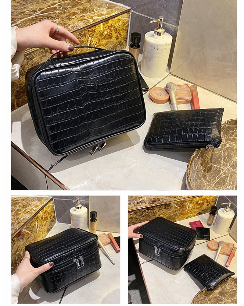 black makeup handbag